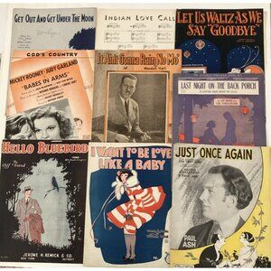 1920s 1930s Vintage Sheet Music Lot God's Country Back Porch Indian Love Call 25